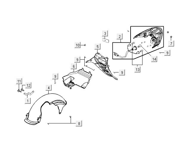 Luce posteriore - Parafango posteriore Kymco VP50 4 tempi AC marrone metallizzato