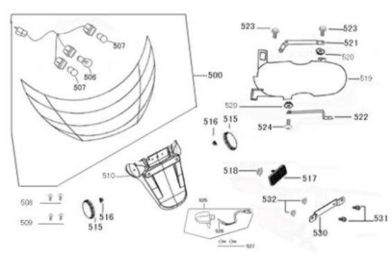 Fanale posteriore - Parafango posteriore Senzo SP rosso