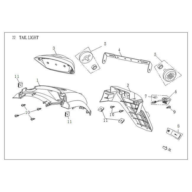 Luce posteriore - Parafango posteriore blu scuro AGM VX50 plus 12
