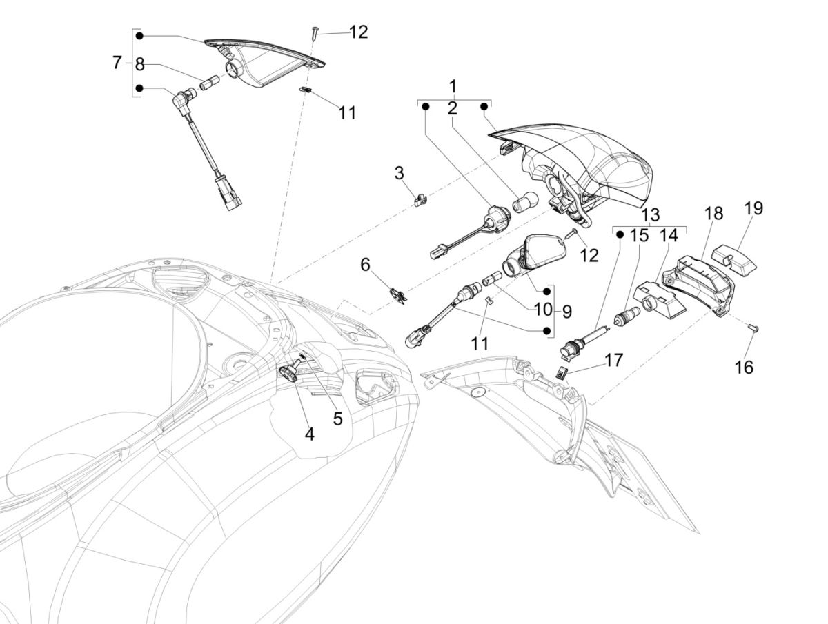 Luce posteriore - Indicatori posteriori Vespa Sprint 125 3V IE ABS Euro 5 2021