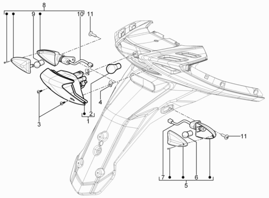 Luce posteriore - Indicatori posteriori Piaggio Typhoon 50 2 tempi Euro 3 2011