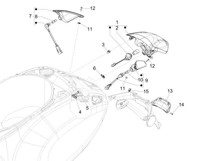 Luce posteriore - Indicatori posteriori Vespa Sprint 50 2 tempi AC