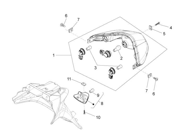 Fanale posteriore Piaggio New Fly 4 tempi 2V