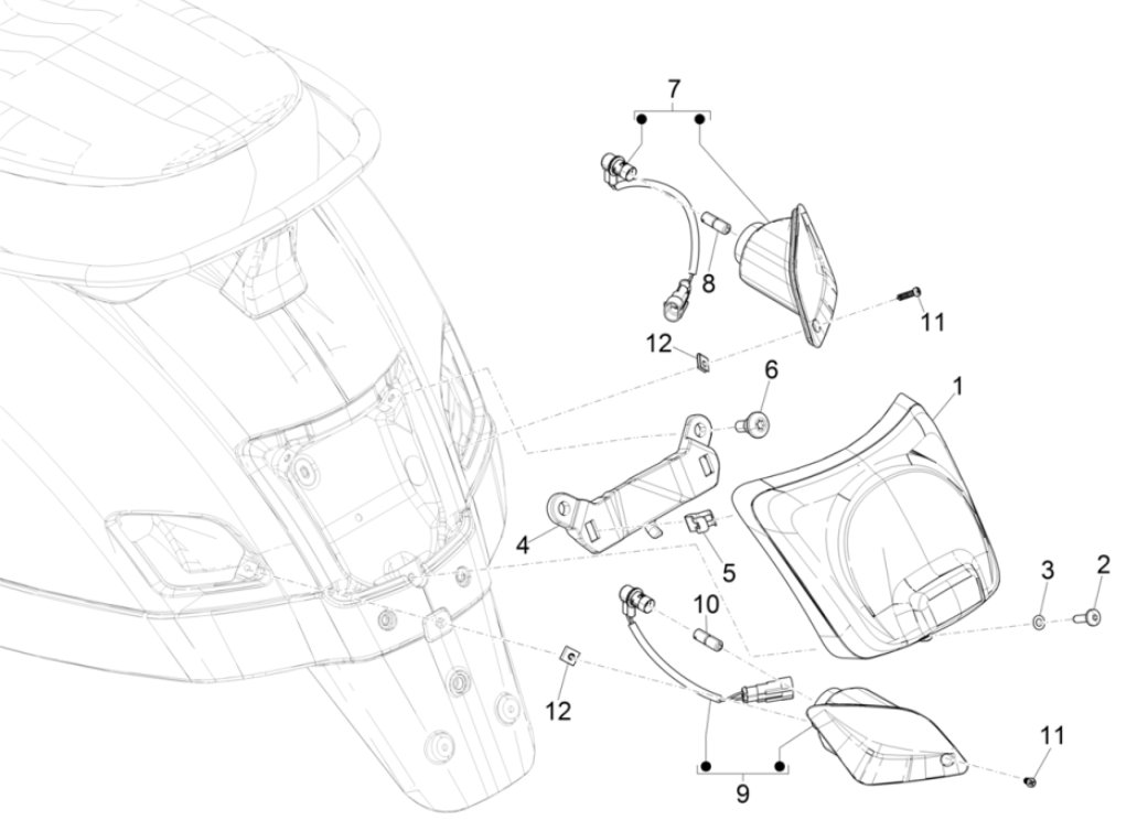 Luce posteriore - Indicatori posteriori Vespa GTS 125 IE ABS Euro 5 2021