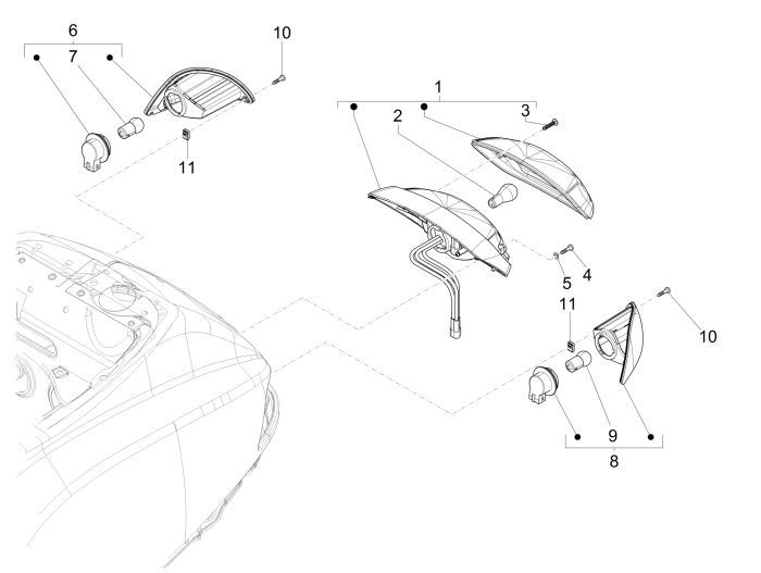 Luce posteriore - Indicatori posteriori Vespa LX 50 2 tempi AC