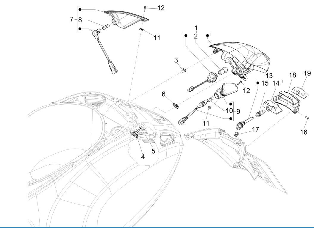 Luce posteriore - Indicatori posteriori Vespa Sprint 125 3V IE ABS