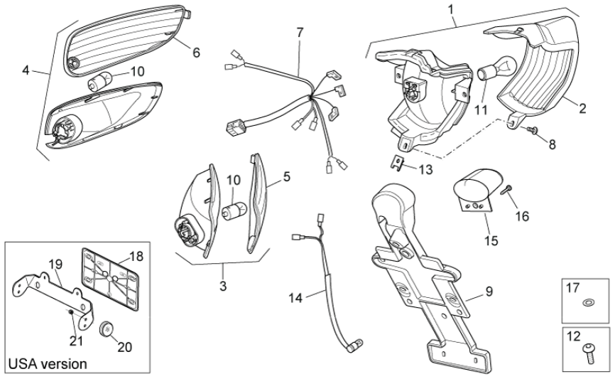 Fanale posteriore - Indicatori posteriori Aprilia SR 50 LC (iniezione e carburatore) 2004-2009