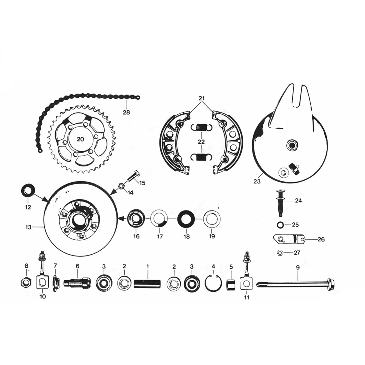 Mozzo posteriore - Pignone posteriore - catena Zundapp 529 tutti i tipi