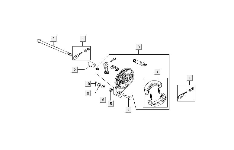 Freno posteriore - Ganasce freno Kymco Activ 50 4 tempi rosso-nere
