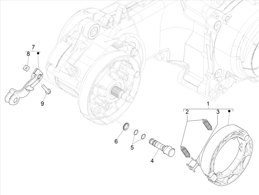 Freno posteriore - Ganasce freno Vespa Primavera 50 4T IGET 3V Euro 5