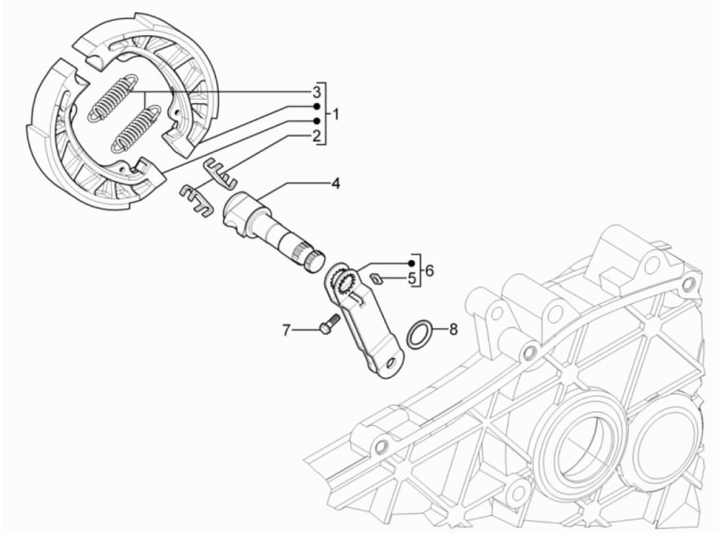Freno posteriore - Ganasce Piaggio Typhoon 50 2 tempi Euro 3 2011
