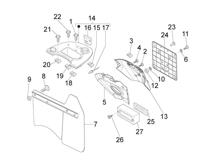 Parafango posteriore - Portabatterie Vespa LXV 50 2 tempi