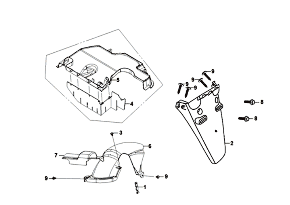 Parafango posteriore Sym Fiddle II Euro 4 (WH-006) bianco