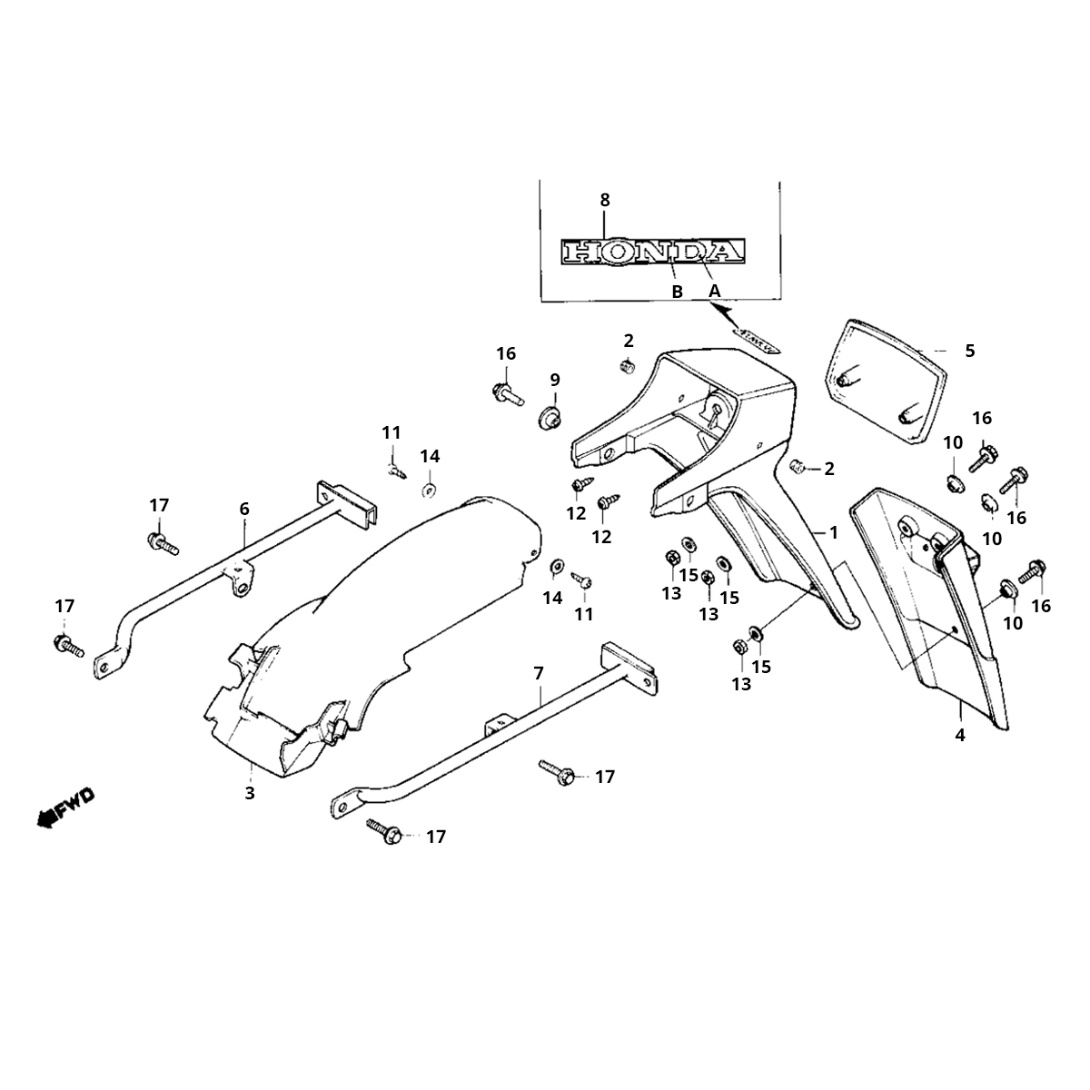 Parafango posteriore Honda MB50/MB80
