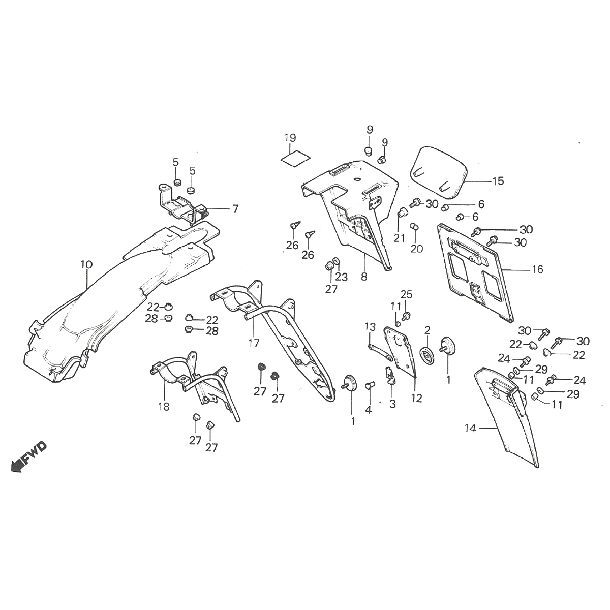 Parafango posteriore Honda MT50