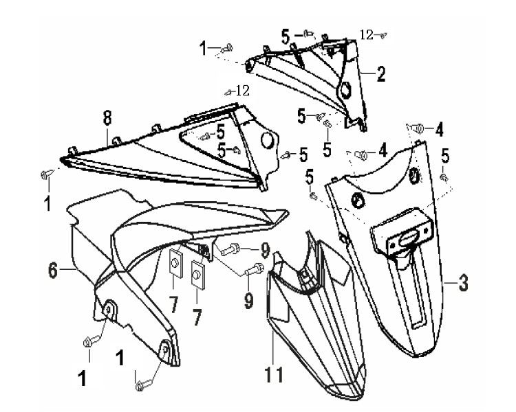 Parafango posteriore Generic Xor 50 2T AC 2006 argento