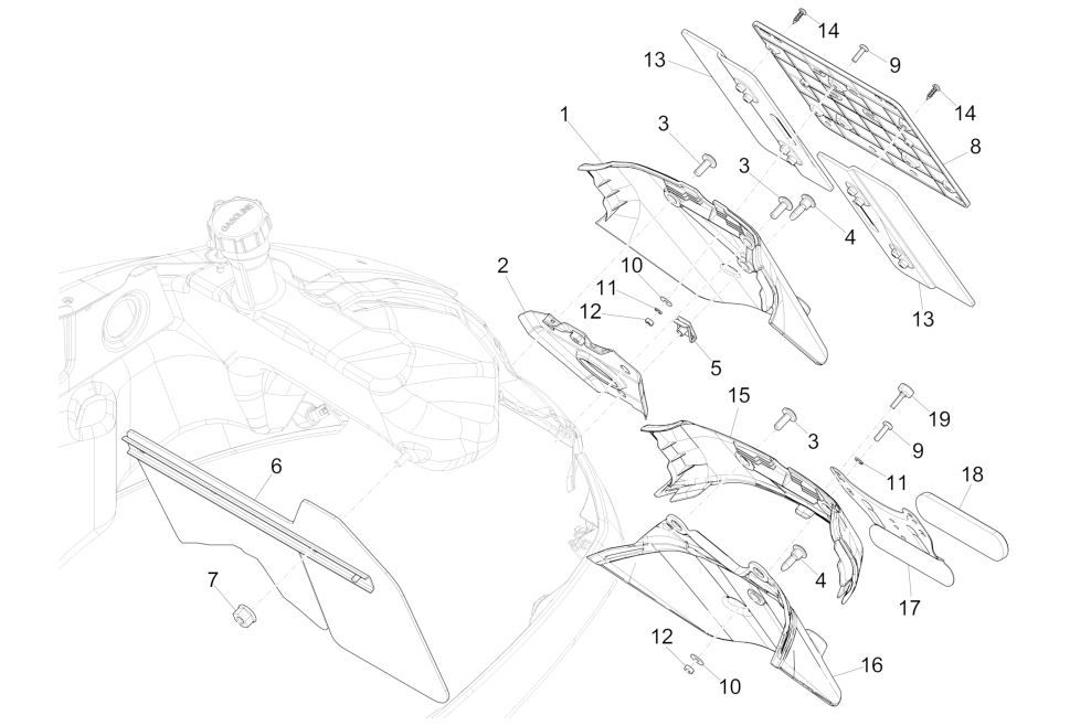Parafango posteriore Vespa GTS 125 IE blu 261/A
