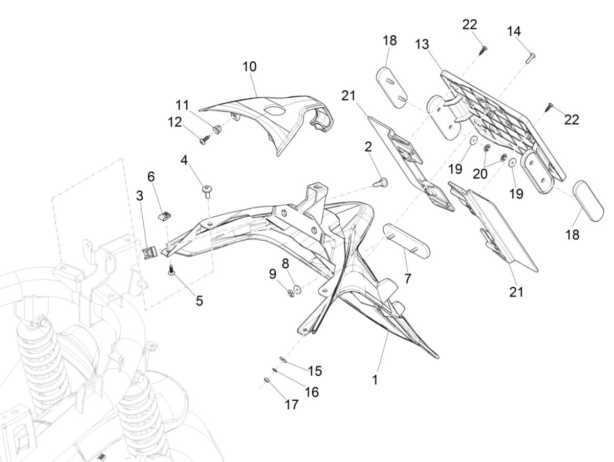 Parafango posteriore Piaggio Medley 125 IE ABS Euro 4 2016-2019