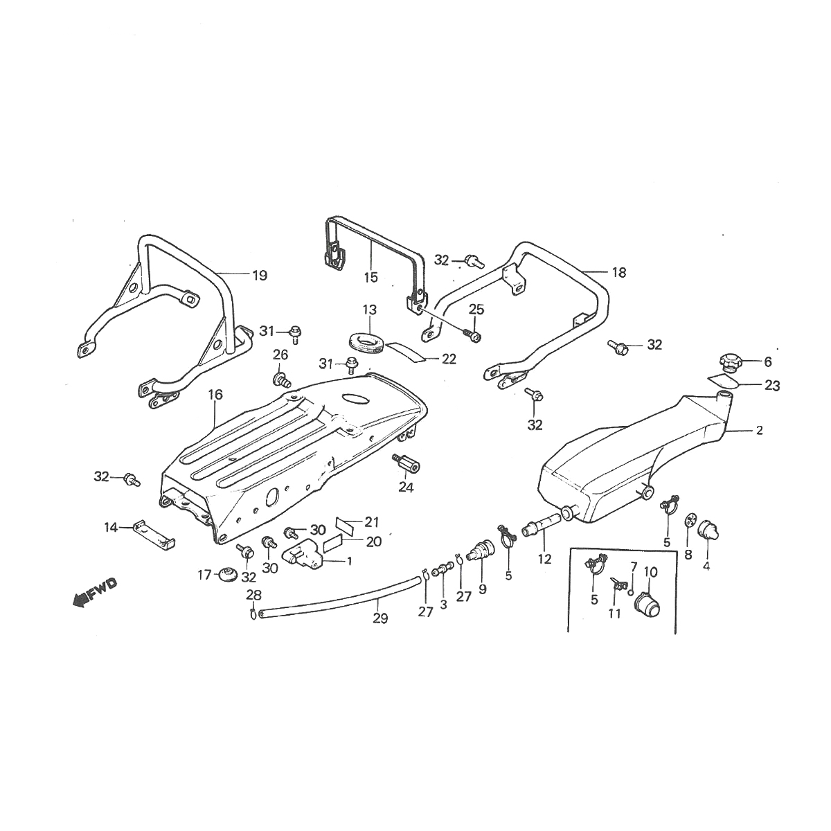 Parafango posteriore - Serbatoio olio Honda MT50