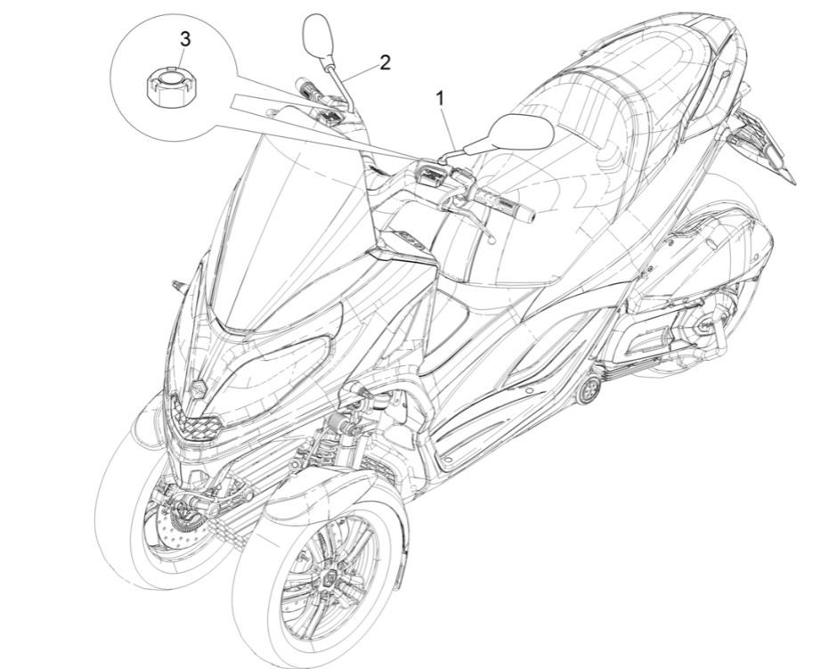 Specchietti retrovisori Piaggio MP3 300 HPE/300 HPE Sport ABS Euro 5 2020-2022