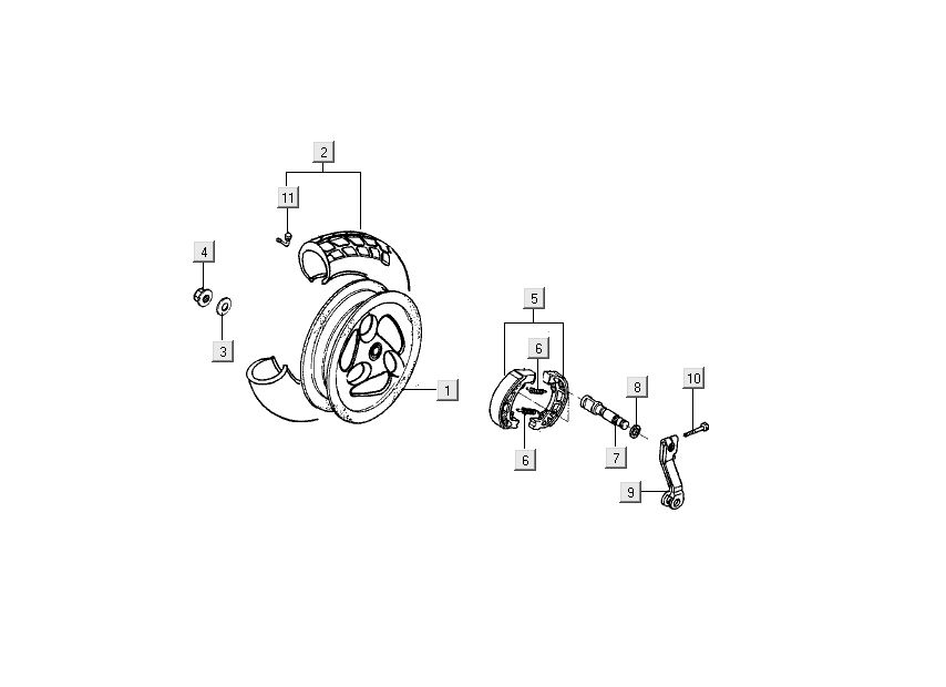 Ruota posteriore - Ganasce freno Kymco Dink 50 2 tempi LC silver