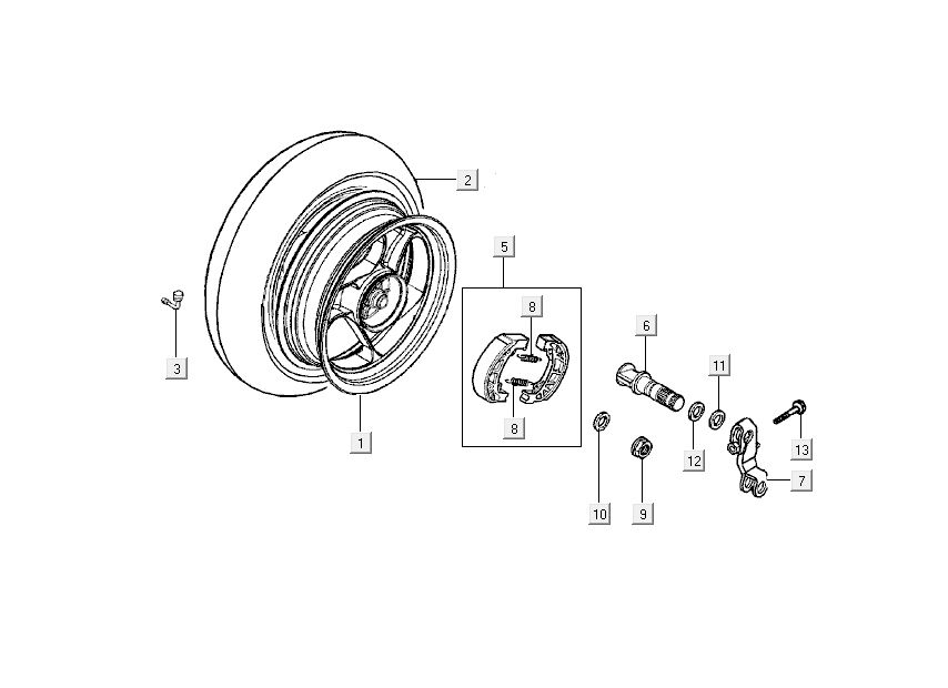 Ruota posteriore - Ganasce freno Kymco Grand Dink 2 tempi argentate