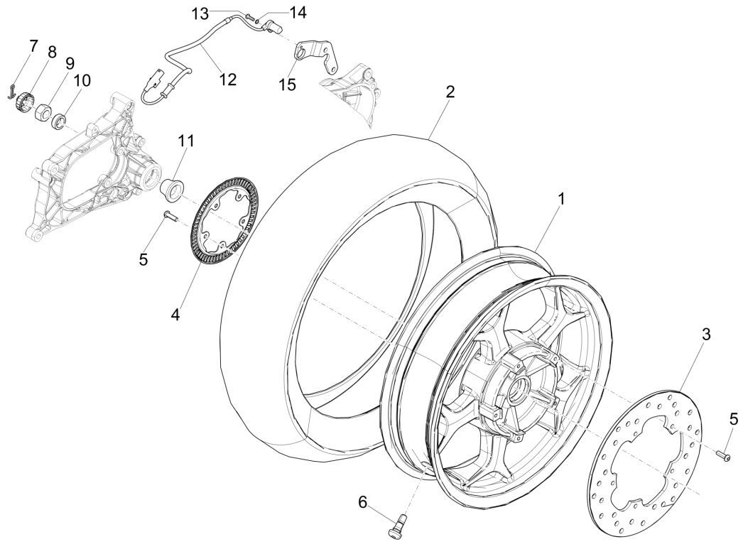 Ruota posteriore - Disco freno Piaggio MP3 300 ie LT Business - Sport (con e senza ABS) 2016-2018