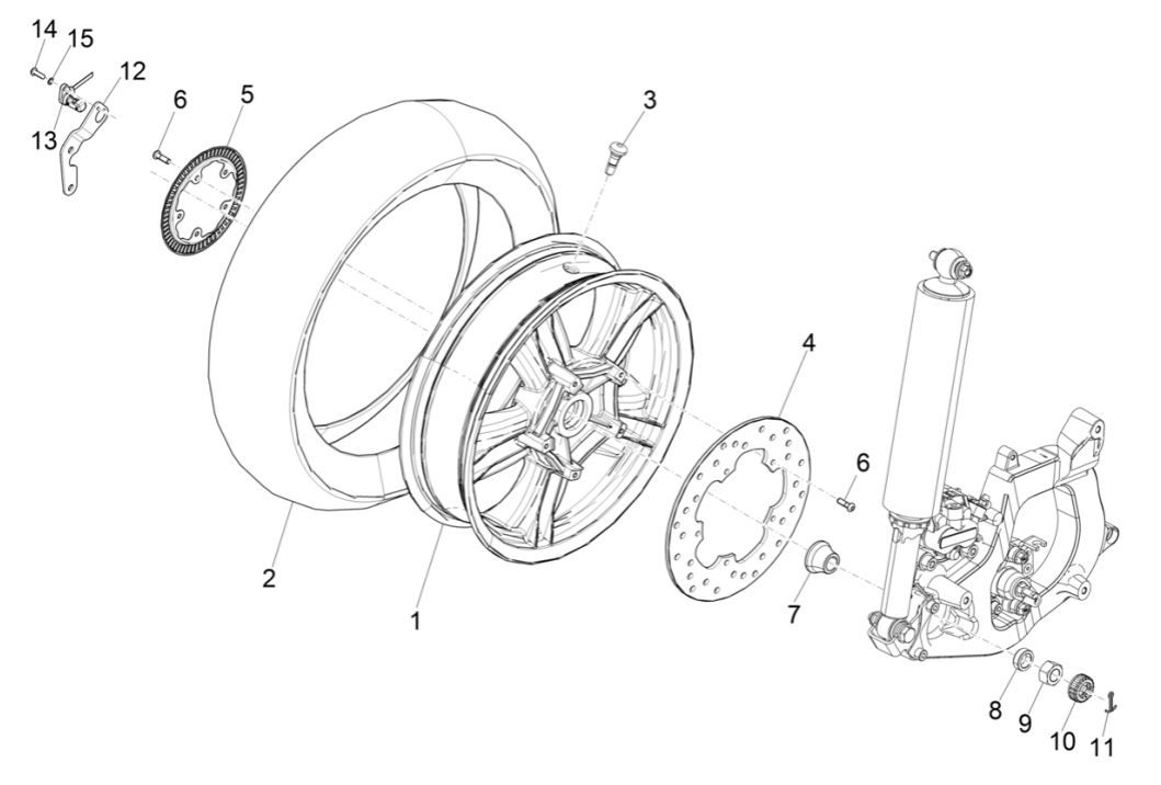 Ruota Posteriore - Disco Freno Piaggio MP3 300 HPE/300 HPE Sport ABS Euro 5 2020-2022