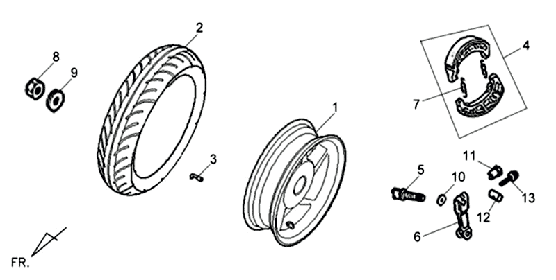 Ruota posteriore - ceppi freno Sym Allo (WH871) champagne