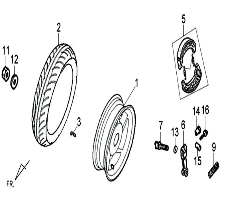 Ruota posteriore - Ganasce freno Sym Orbit II (WH8018P) bianche