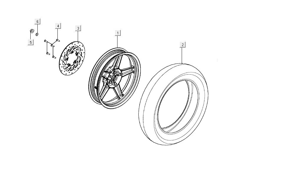 Ruota posteriore - Disco freno Agility 16+ 125 blu chiaro metallizzato opaco