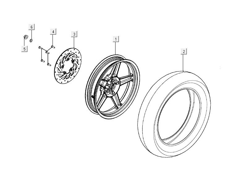 Ruota posteriore - Disco freno Agility 16+ 125 Matt Metallic Silver