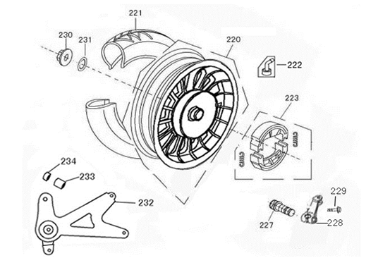 Ruota posteriore - ganasce freno AGM VX50S pantone blu