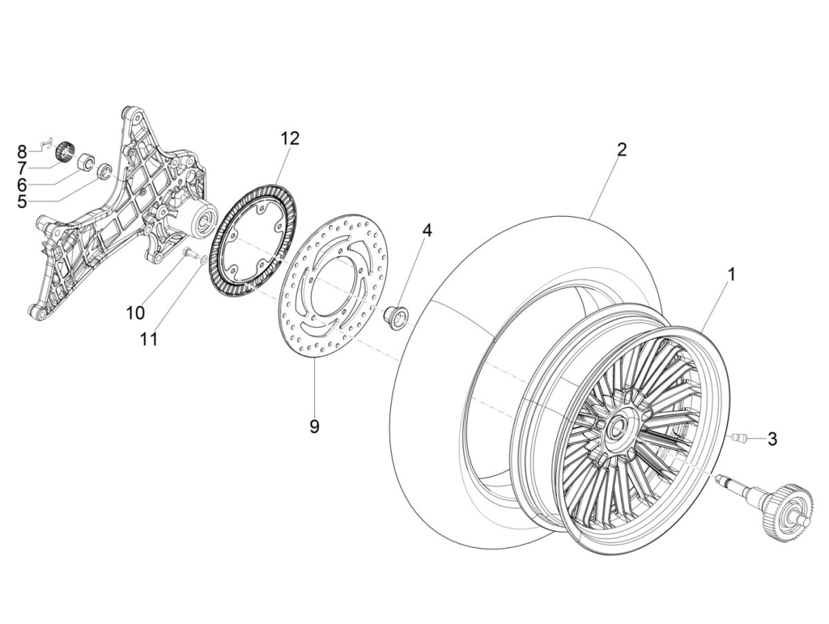 Ruota posteriore - Disco Freno Piaggio Beverly 300 IE ABS Euro 4 2016-2020