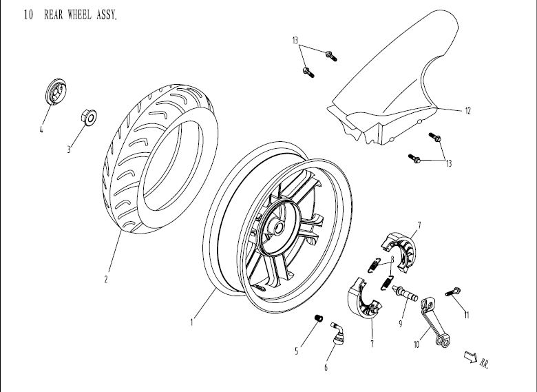Ruota posteriore - Ganasce freno China Venom nere