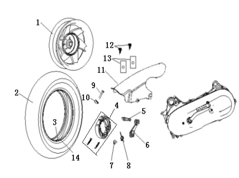 Ruota posteriore - Ganasce freno Generic Cracker 50 2 tempi 2009 25 km/h bianche