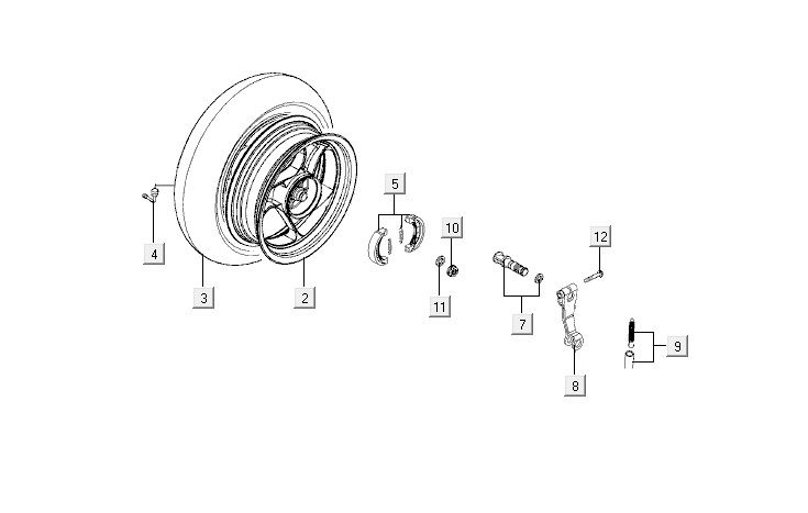 Ruota posteriore - Ganasce freno Kymco Agility 12