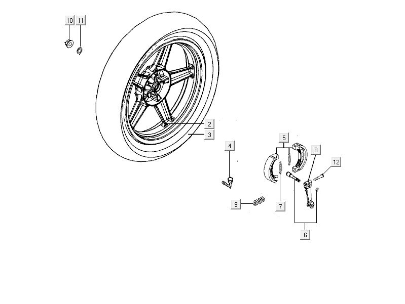 Ruota posteriore - Ganasce freno Kymco City 16' 4 tempi grigio scuro