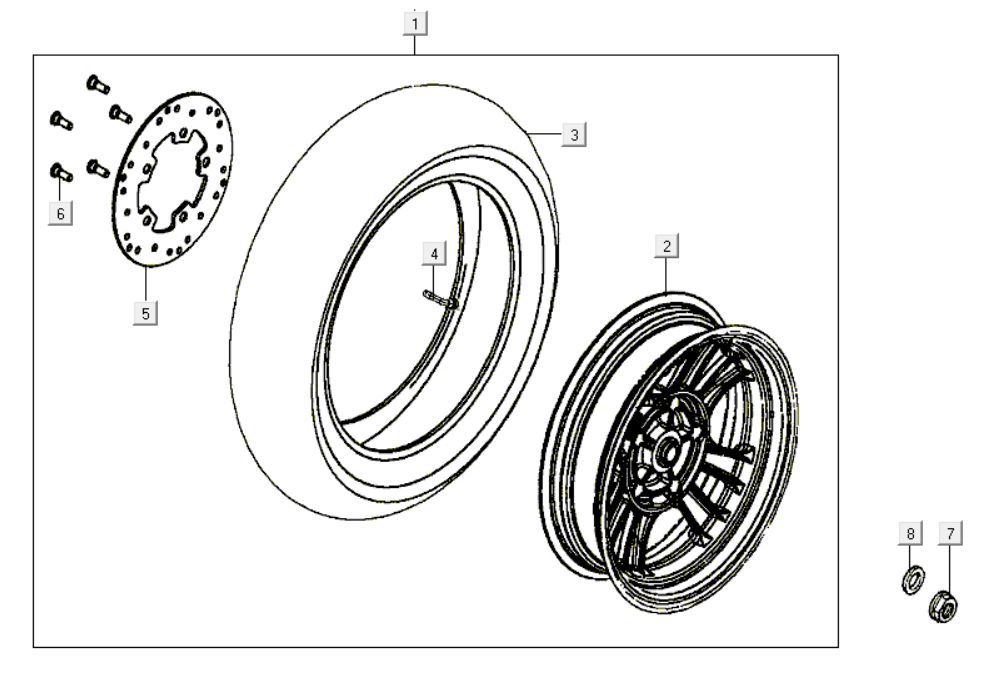 Ruota Posteriore - Disco Freno Kymco Like 200i Bianco