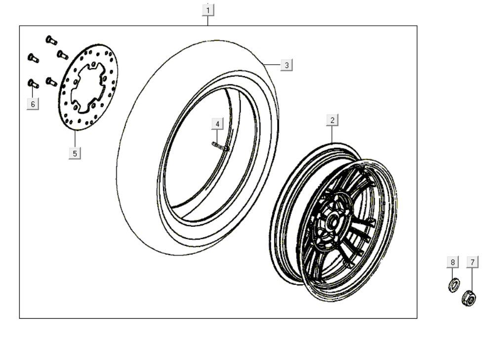 Ruota Posteriore - Disco Freno Kymco Like 200i Black