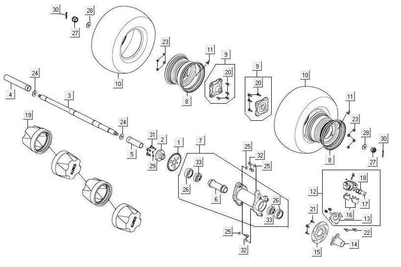Ruote posteriori Kymco Maxxer 90 Black