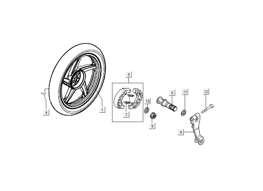 Ruota posteriore - Ganasce freno Kymco People 50 2 tempi grigio scuro