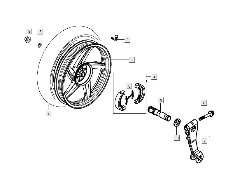 Ruota posteriore - Ganasce freno Kymco People S 50 4 tempi blu oceano profondo