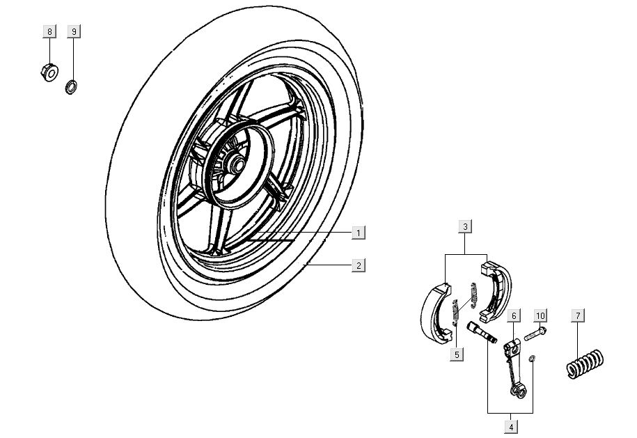 Ruota posteriore - Ganasce freno Kymco Super8 Street 50 4 tempi blu