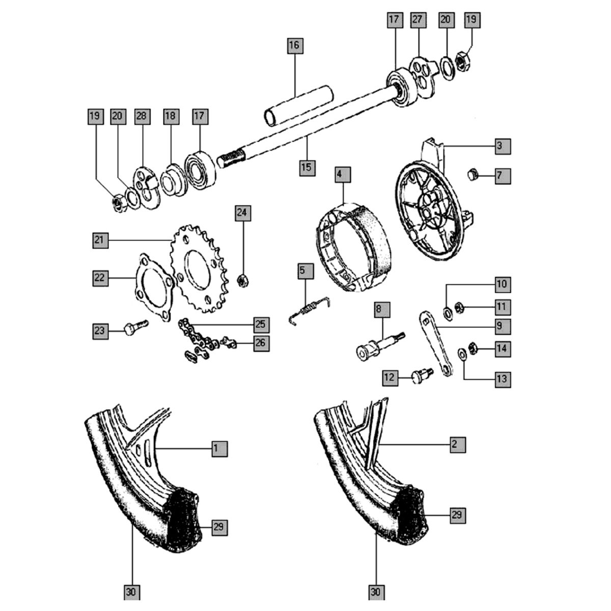 Achterwiel oud Tomos FLEXER EX (L0-L2)