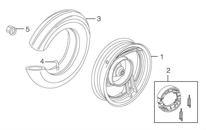 Ruota posteriore - Ganasce freno Peugeot V-Clic 50 4 tempi AC