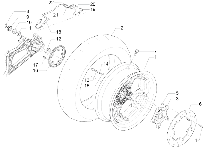 Ruota posteriore - Disco freno Piaggio MP3 500 LT Business 2014-2016