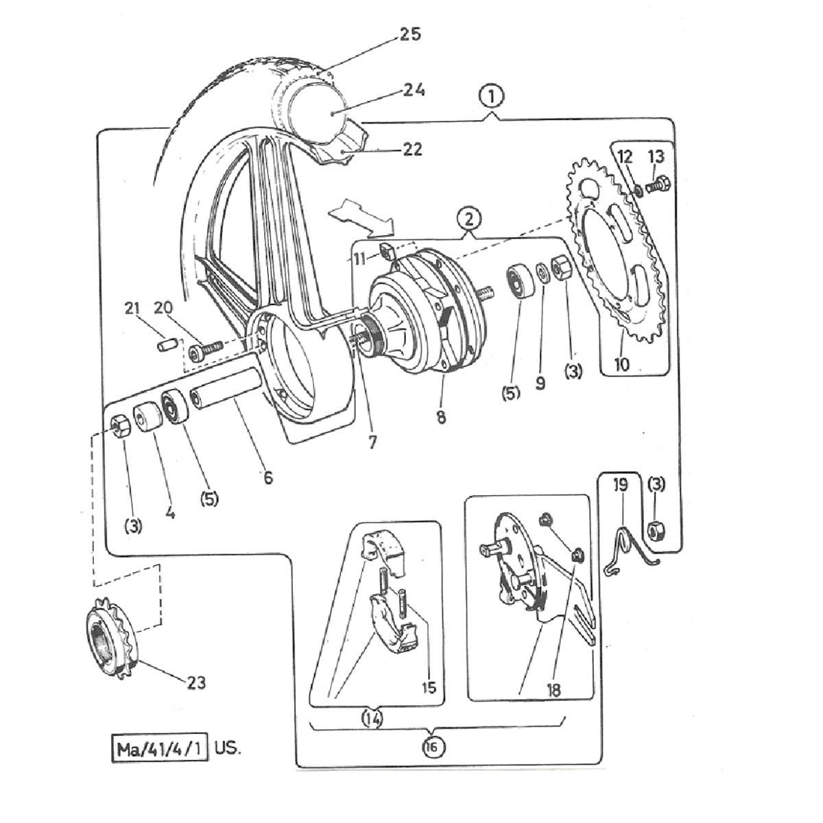 Achterwiel ster Puch Maxi