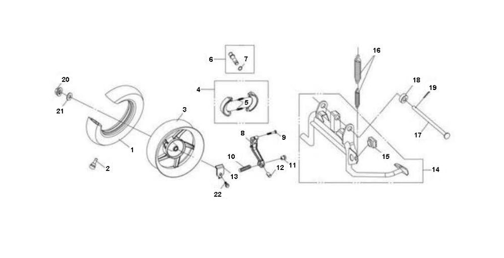 Ruota posteriore - Ganasce freno Sym Jet Sport-X a 2 tempi