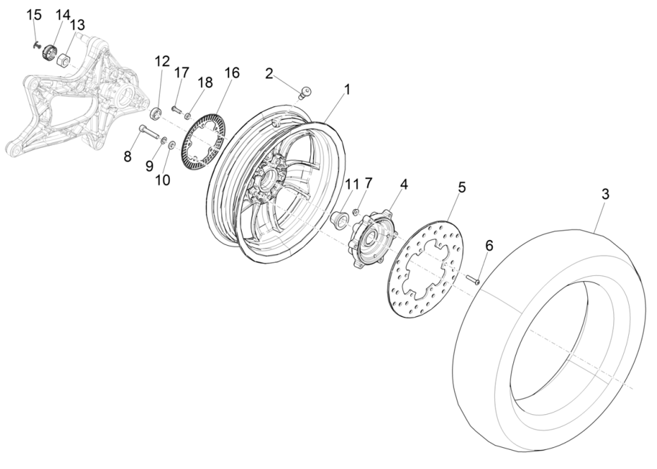 Ruota Posteriore - Disco Freno Vespa GTS 125 IE ABS Euro 5 2021